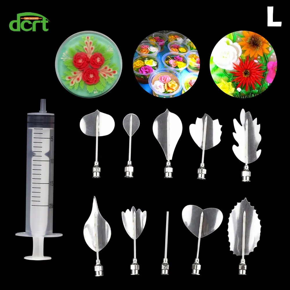 Ensemble d'outils à gâteaux, gelée de gélatine 3D, aiguille d'art, fleurs de Pudding, outils de décoration, en acier inoxydable, modèle numéro 152G, 11 pièces