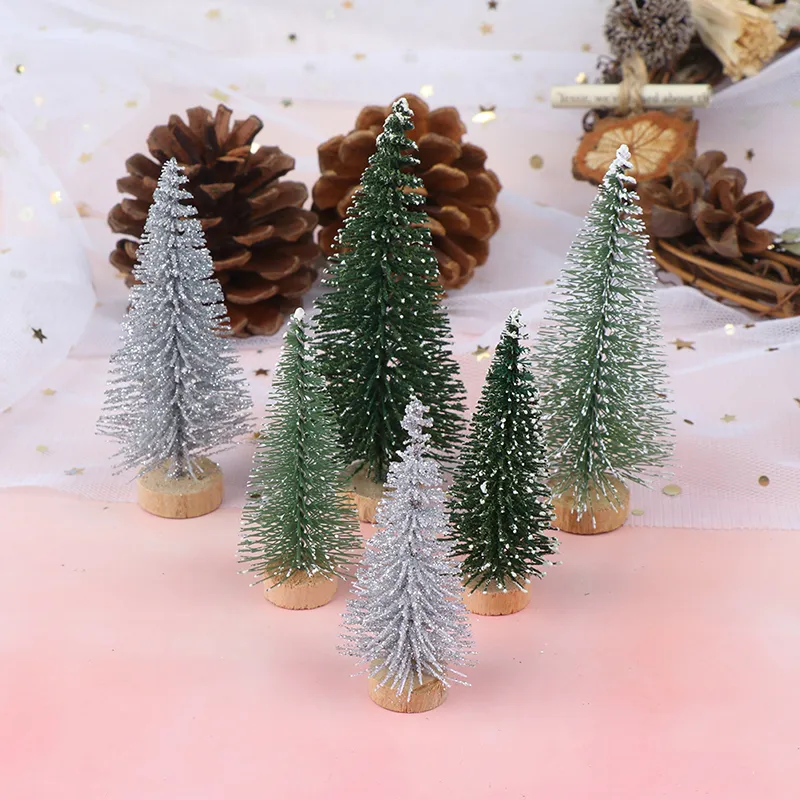 3 pezzi albero di Natale mini pino con base in legno fai da te casa tavolo decorazioni in miniatura SL 79 centimetri Y201020