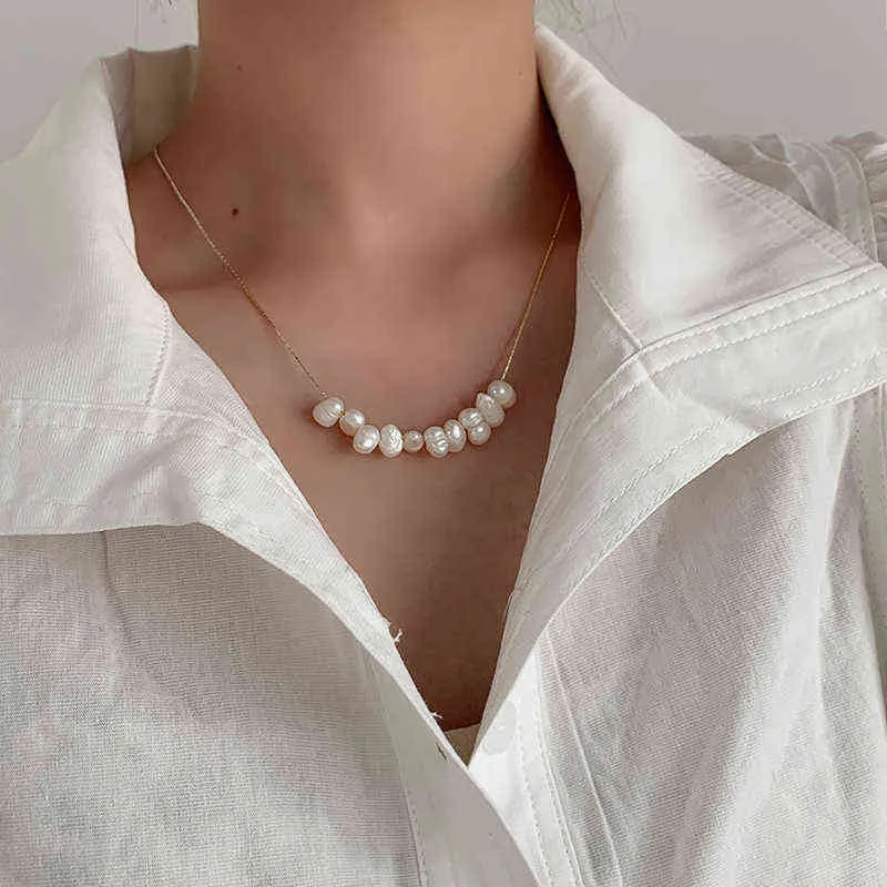 Minimalista naturale naturale perla d'acqua dolce collana barocco reale perla le donne ragazza regalo gioielli moda gioielli accessori da sposa y1217