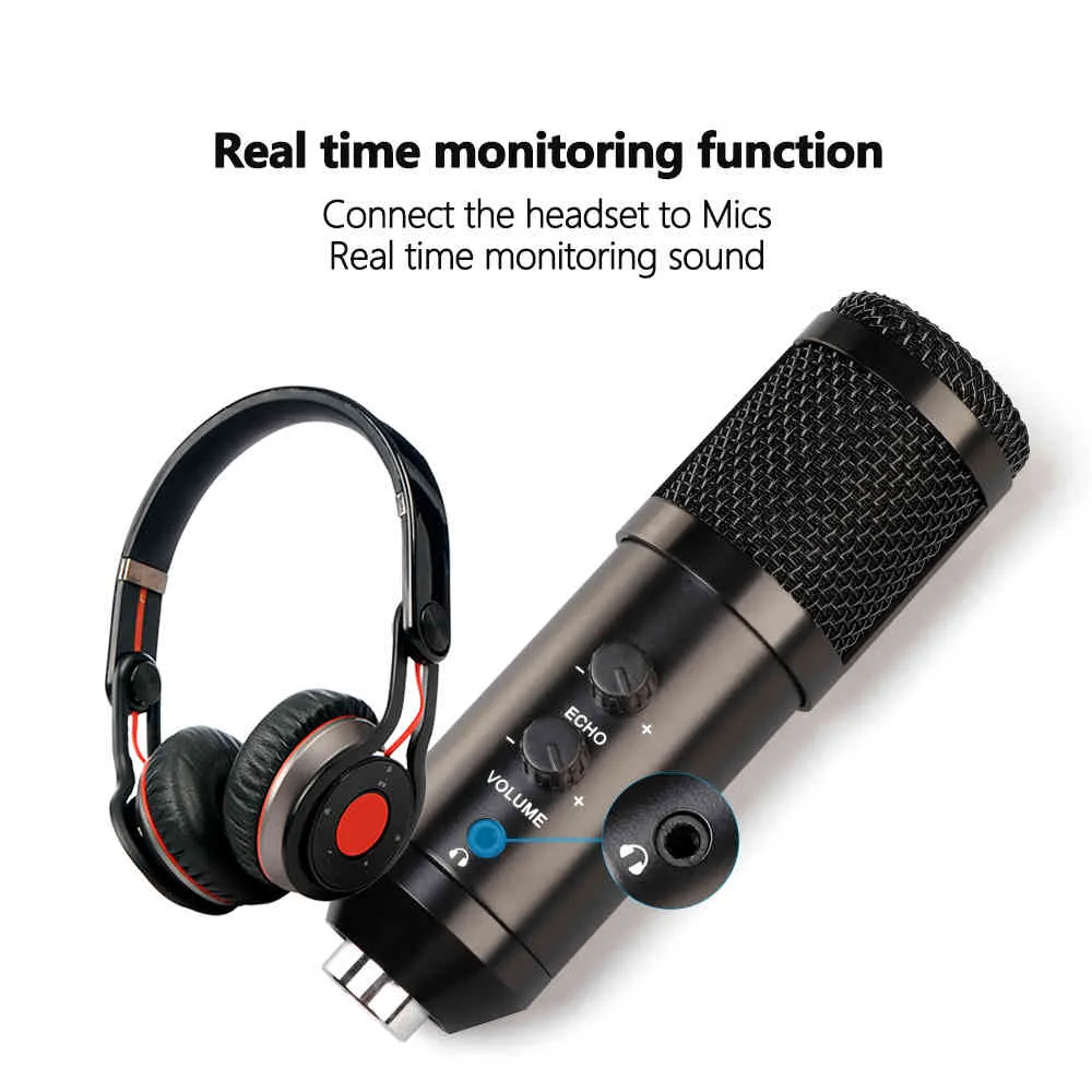 TKL USB Podcast Condenser Mikrofon Professionell PC Streaming Uni-Directional Mics Kit Game Recording YouTube