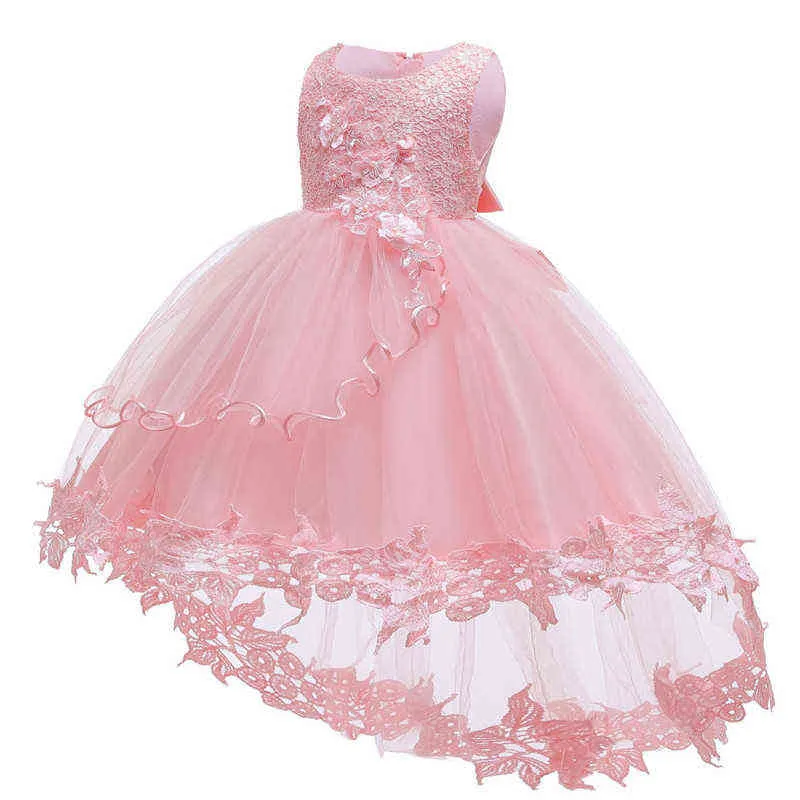 Vestido de princesa infantil para niña pequeña, vestido elegante de encaje con pétalos para niña, vestido de boda para niña, Vestidos de fiesta para bebé, 1er año de cumpleaños G1129