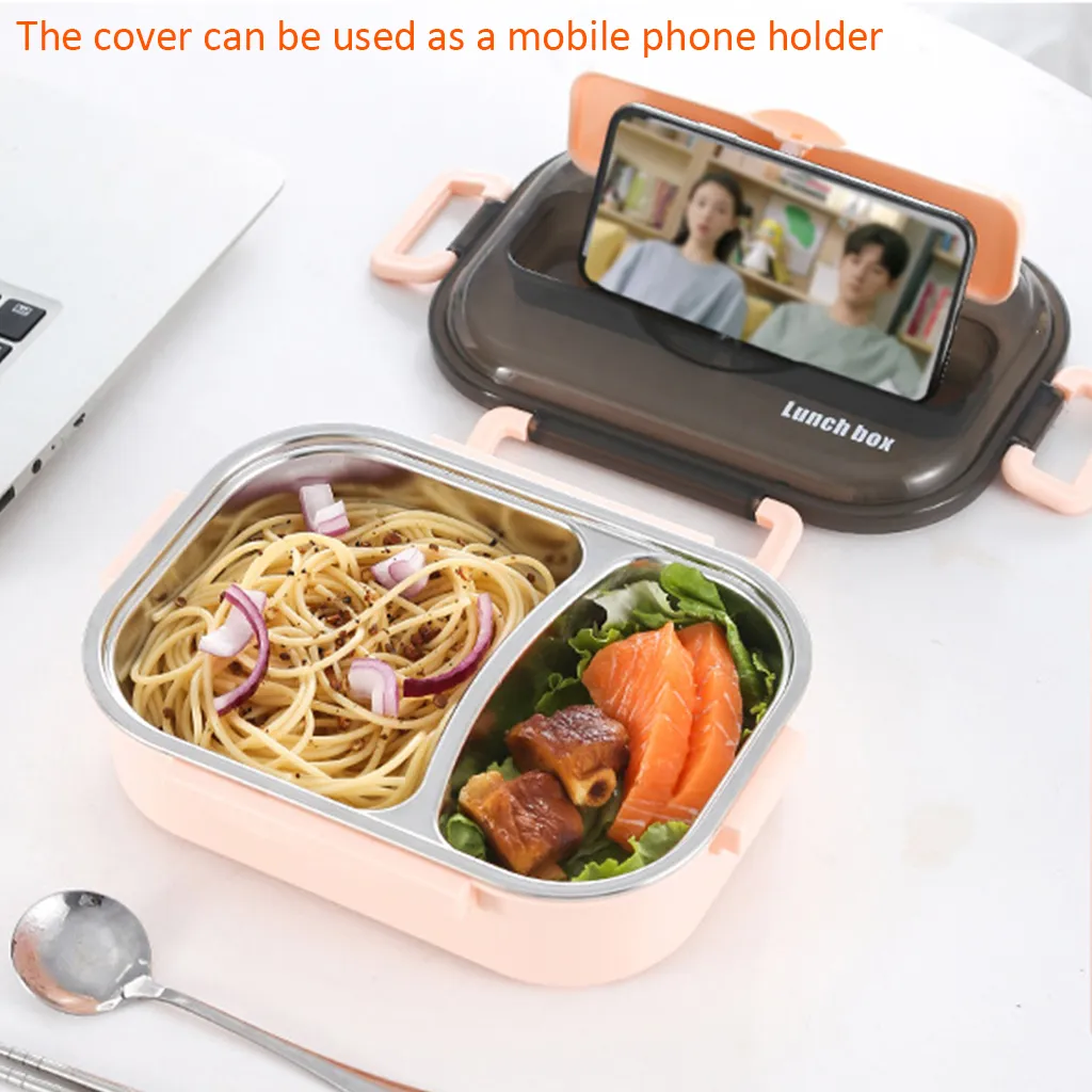 Tragbare Lunchbox mit Fächern 304 Edelstahl Bento für Kinder Mikrowelle Lebensmittelbehälter Geschirr Set A13 Y200429