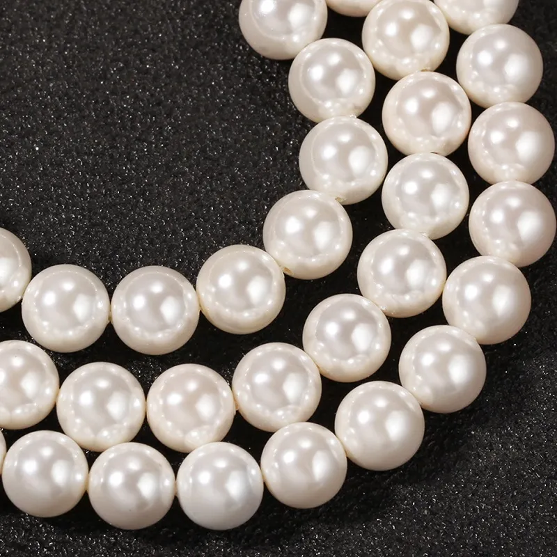 Pearl Chain Necklace Cross Pendant Hip Hop Halsband för kvinnor Män 8 ~ 10mm pärlor pärlor länk vintage halsband uttalande smycken gåva