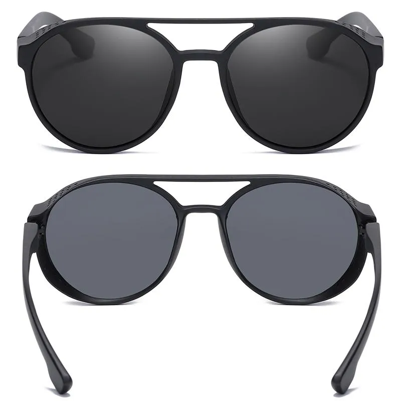 Okulary przeciwsłoneczne Keithion spolaryzował steampunki w stylu vintage z bocznymi tarczami mężczyźni kobiety marka okularów przeciwsłonecznych odcienie UV400291o