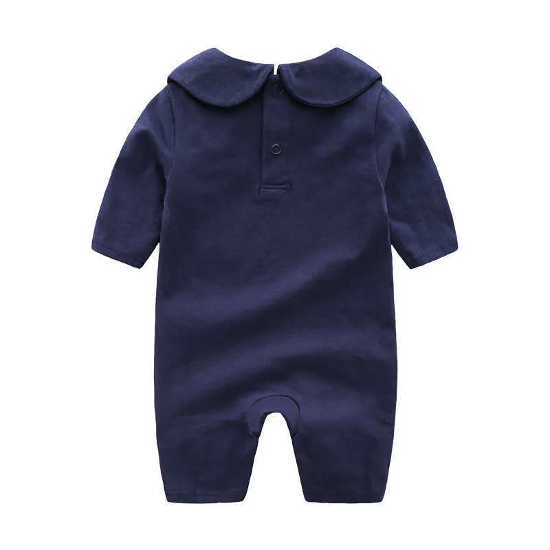 Doll baby rompers vårens höstkrage romper bomull nyfödda baby flickor pojke barn designer bee spädbarn jumpsuits 0-24m