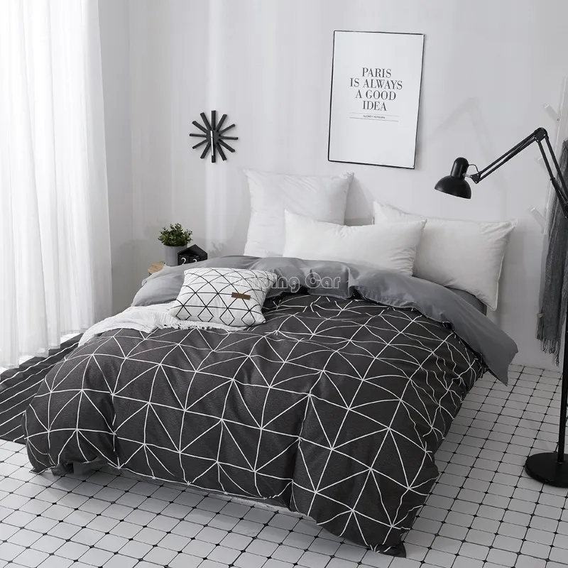 Home Textile Modern Geometric Triangle Duvet Cover with Zipper Polyester Cotton Quilt Comforter Bedclothes Y200423