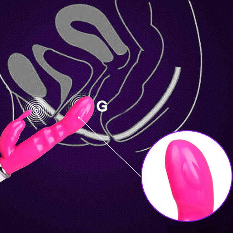 NXY Vibratoren USB-Aufladung Doppeldildo-Vibrator Intimwaren Sexspielzeug für Frauen Erwachsene 18 G-Punkt Vagina Klitoris Stimulator Produkte Shop 220110