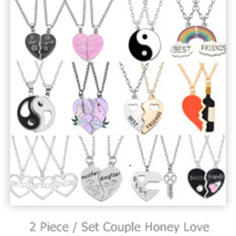 Collier baguette de perles en forme de cœur pour femmes, pendentif en cristal, amour, lune, bijoux à la mode