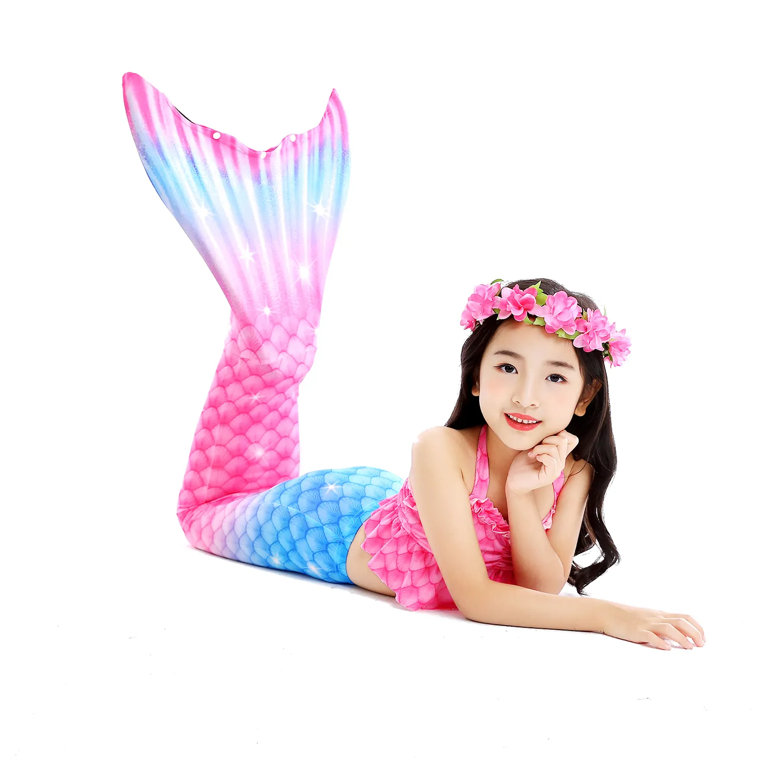 Flickor Simble Mermaid Tail Bikini Swimsuit Mermaid Costume Cosplay Barn Simning Klänning med Monofin Fin Birthday Gift6552733