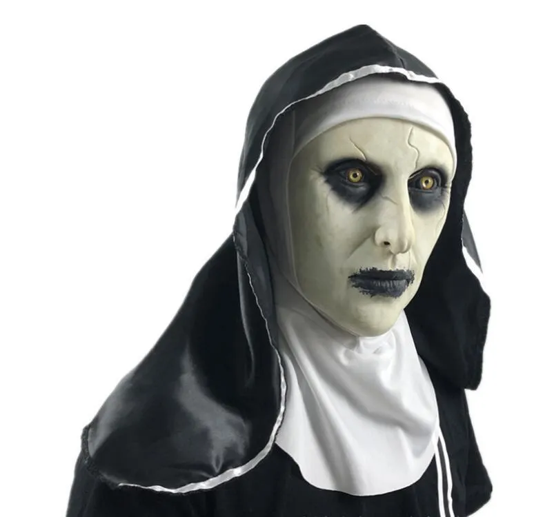 Die Nonne Horrormaske Halloween Party Valak Gruselige Latexmasken mit Kopftuch 200929