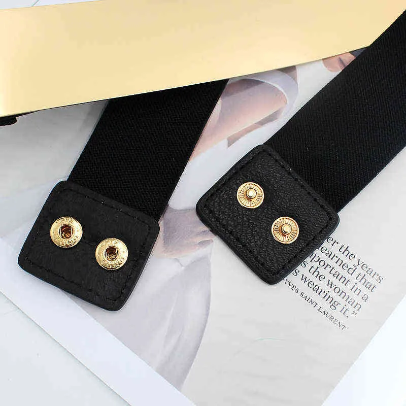 Cintura elastica a catena dorata Cintura in vita femminile Jeans Cinture donna Fascia elasticizzata Cintura in metallo argentato Cinturon Mujer Largo G220301