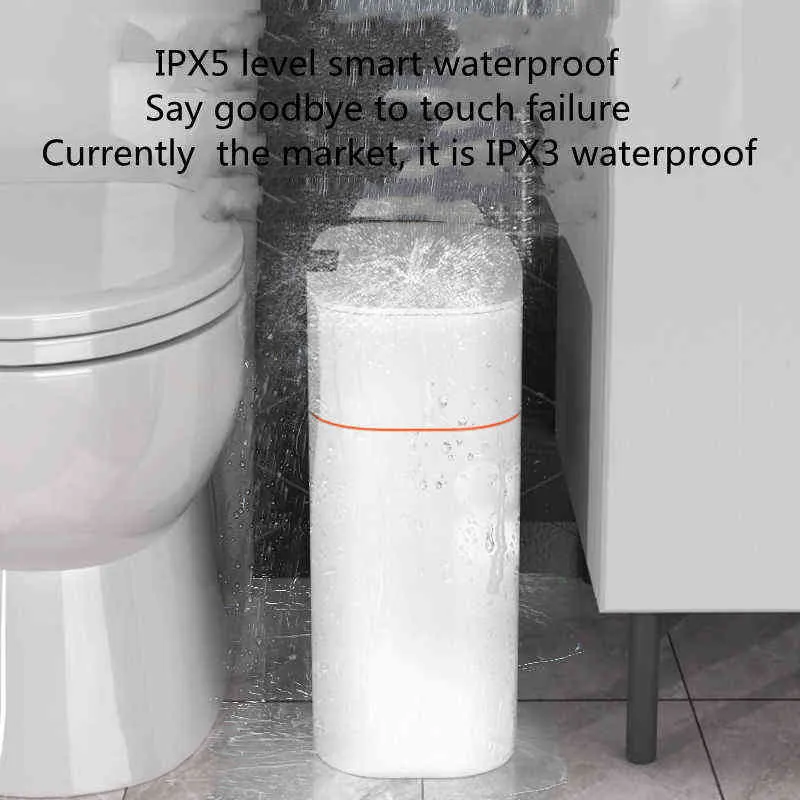 Smart Sensor Automatyczne śmieci elektroniczne mogą spływać wodoodporne toalety w łazience wąskie kosze na śmieci Basurero 211229274y