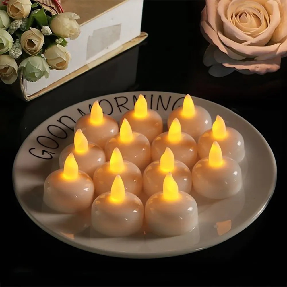 12 Stück wasserdichte kleine LED-Schwimmkerzen Hochzeitsfeier Kerzenlampe für Bad Y200531