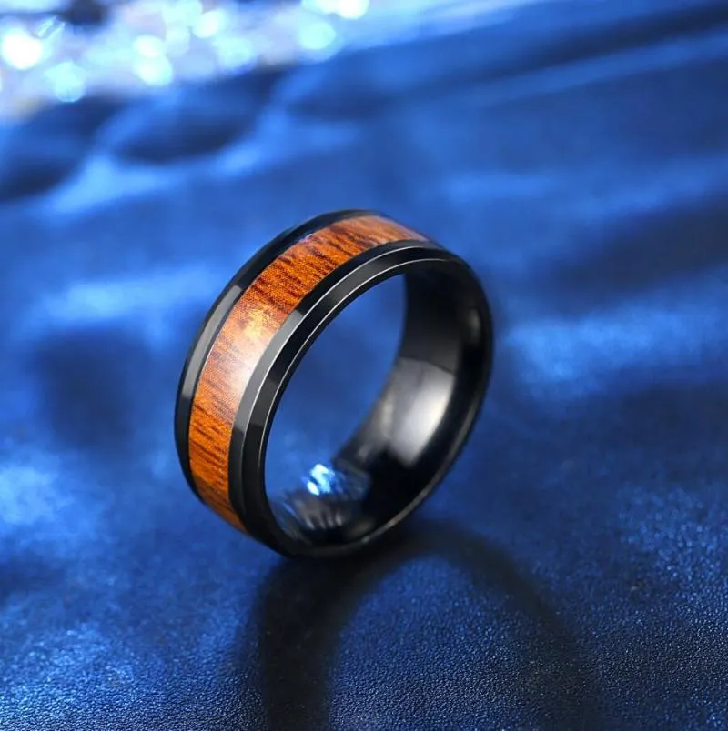 Anéis de casamento HPXmas Moda Clássico Venda Titânio Madeira Jóias de Aço Inoxidável para Homens Masculino Humor B78209t
