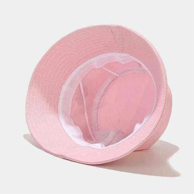 LDSLYJR 2021 coton fleur broderie seau chapeau pêcheur chapeau en plein air voyage chapeau soleil casquette chapeaux pour femmes 197 G220311