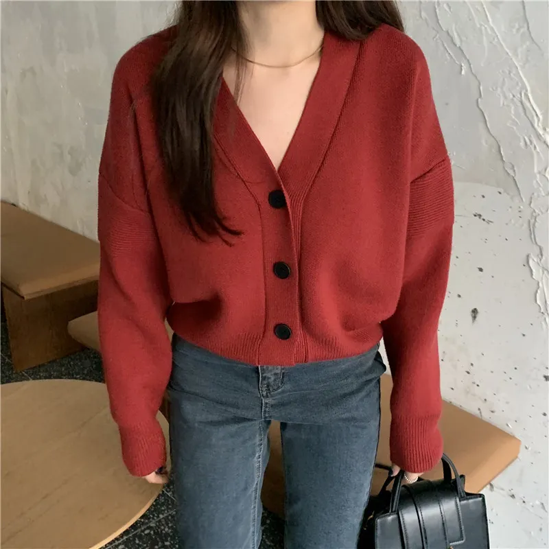 Solid Chic Thick Cardigans Streetwear Elegance Sweet Women High Waist Stylish Feminine Vintage Sweaters 210525