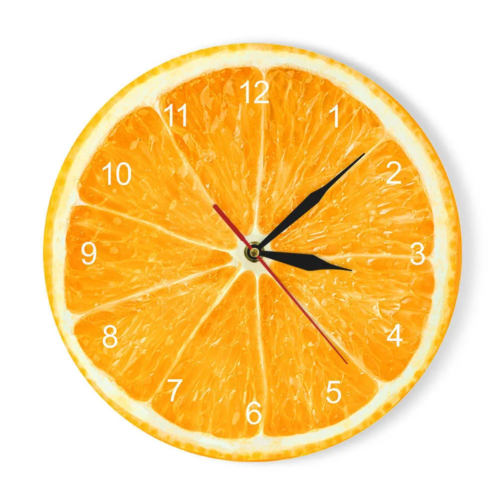Оранжевые лимонные фрукты настенные часы на кухне известь помело современный дизайн часы часы домашнего декора настенный арт оролог не тикает 210310