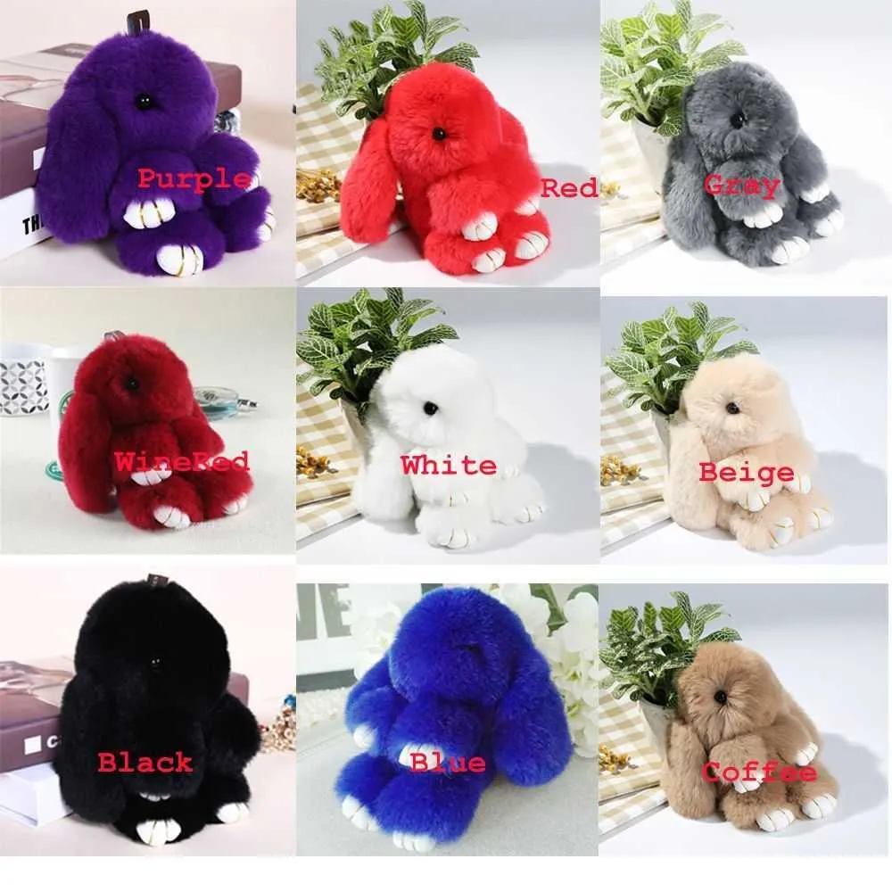 Nuevo encanto regalo decoración conejito de peluche bolsa de juguete colgante llavero Rex Rabbit Fur G1019