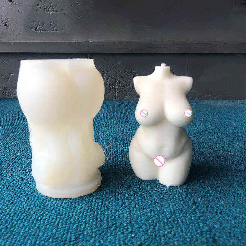 BT0013 BEAUTY 50% half DIY handmade human plump curvy female male candle mold woman body Goddess torso silicone candle mold H1222