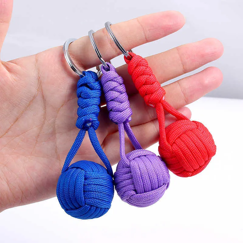 Porte-clés à lanière tissée, corde de Parachute militaire tactique de survie en plein air, pendentif boule, porte-clés G1019