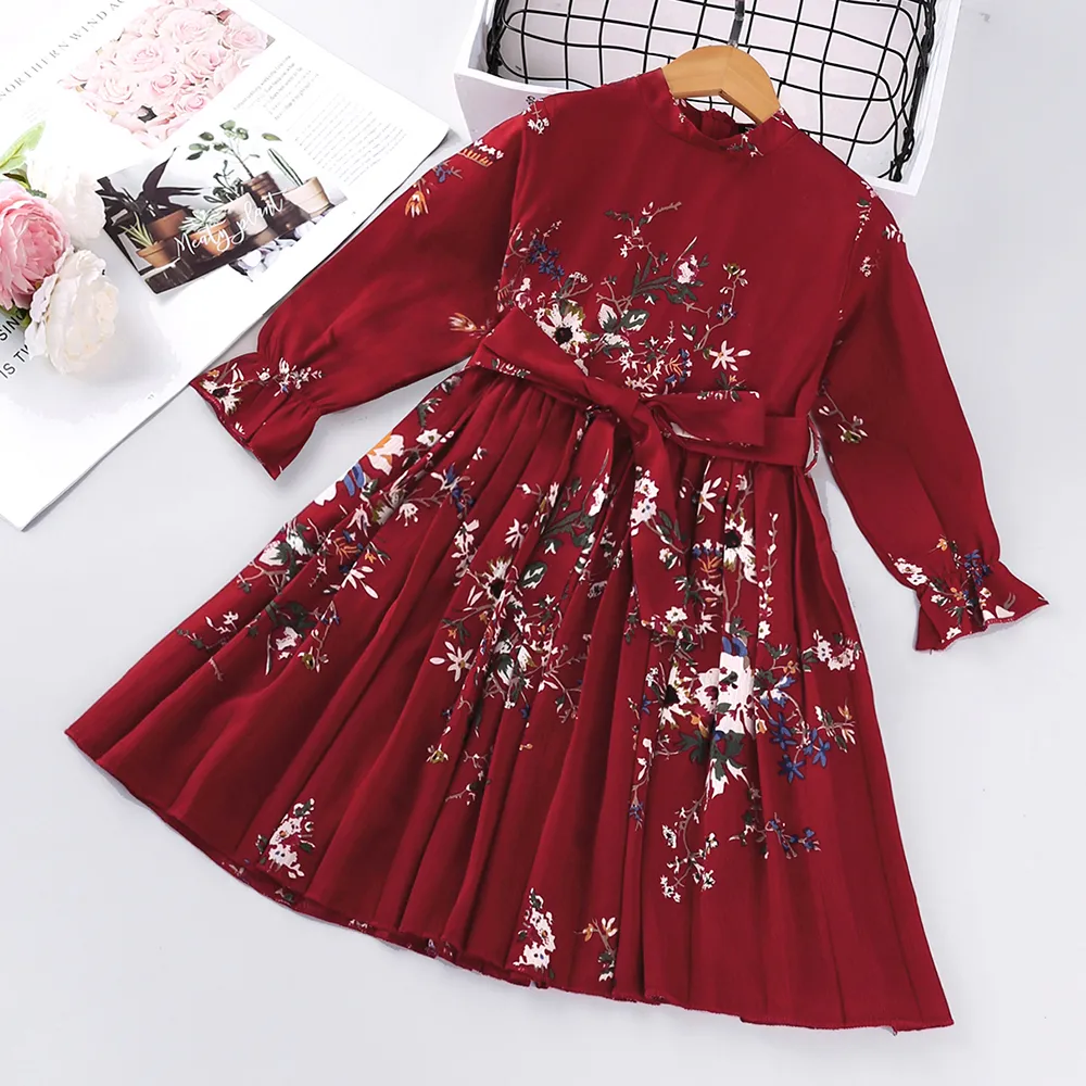 Er Hallo Genießen Mädchen Kleider Herbst Baby Mädchen Neugeborene Kleidung Langarm Gedruckt Bogen Elegante Abend Prinzessin Kleid Casual Kinder 210303