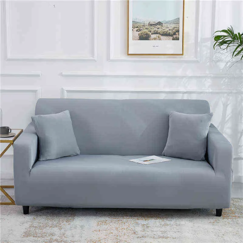 Elastyczna sofa Pokrowce do salonu Solid Color Spandex Corner Seltal Corner Sliplovers COUCH L Słuszce Potrzebujesz kupić 2 sztuk 211116