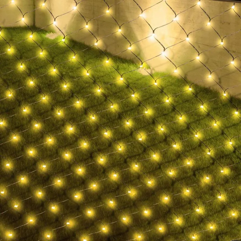 Stringhe Luci a stringa a rete solare 3x2M 204 LED esterni Albero di Natale Cespuglio Ghirlanda di luce tende Festa matrimoni Parete Fairy202Y