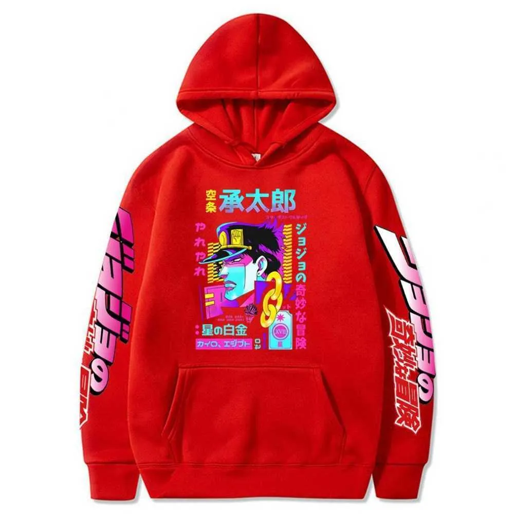 Anime JoJo's Bizarre Adventure Sweats à capuche imprimés Hip Hop Sweatshirts Pull à manches longues Loose Print Streetwear pour hommes et femmes 211014