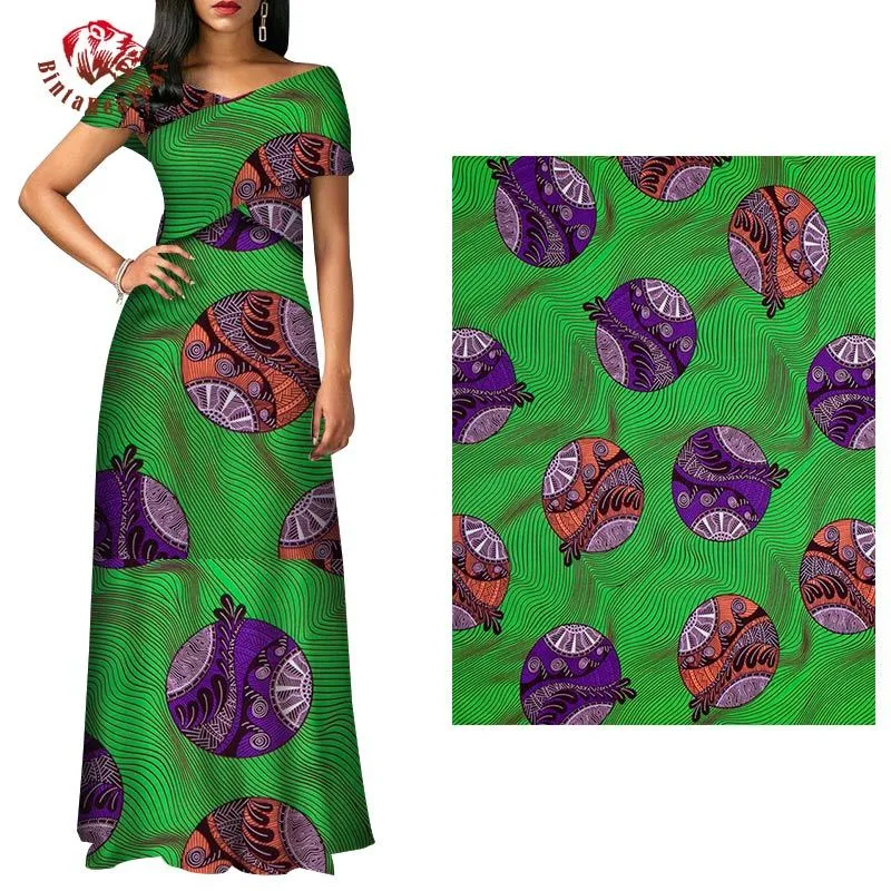 6 YardsGreen Background Fabric Soft Nigerian Fashion Ankara Dresses Batik Fabrics Africa Real Wax Sewing Material 40fs1236