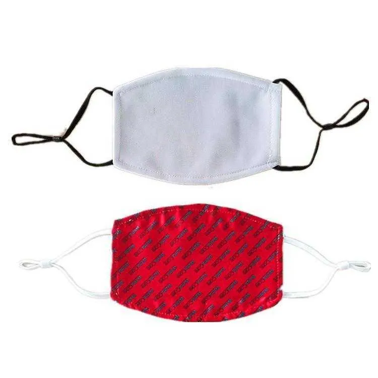 Adult Kids Blank Sublimation Face Masks With Filter Pocket Can Put PM2.5 Gasket Adjustable Earloop Cotton Mask for Transfer Print FY0080