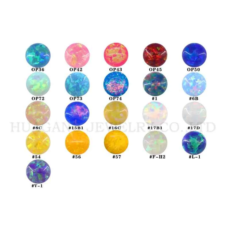 12mm OP01-OP74 Loose Beads Flat Base Cabochon Mixed Synthetic Created Gemstones Round Multicolor Opal Stones For Jewelry