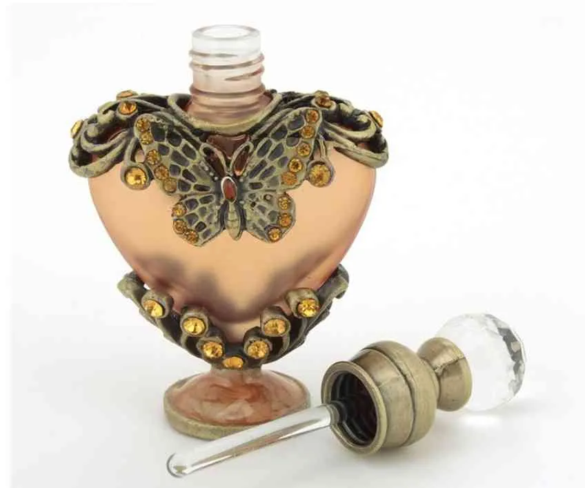 10 ml vintage hart vorm handmatige schilderij lege navulbare metalen glas parfum fles bruiloft cadeau
