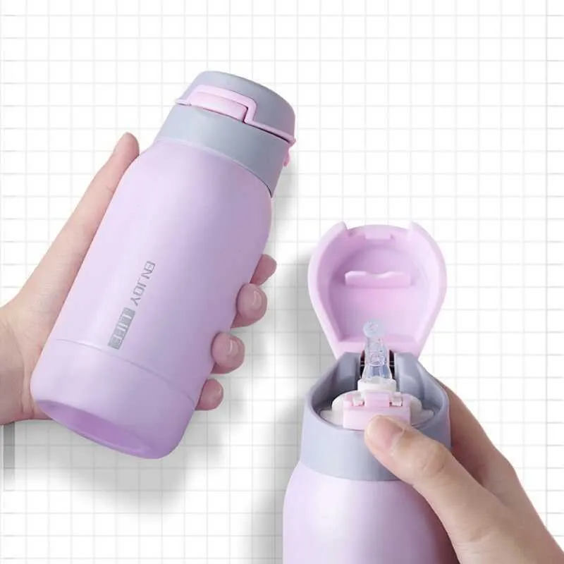 Tasse thermos avec pailles pour adultes, hommes, femmes, enfants, enfants comme les étudiants, version coréenne, tasse à eau de voiture de petite capacité 210615