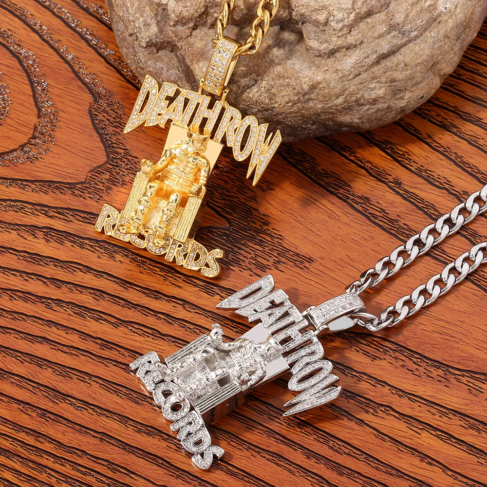 Crystal DEATHROWRECORDS Prisoner Pendant Necklace For Women Mens Hip Hop Accessories For Jewelry Necklace Neck Link Chain1687400