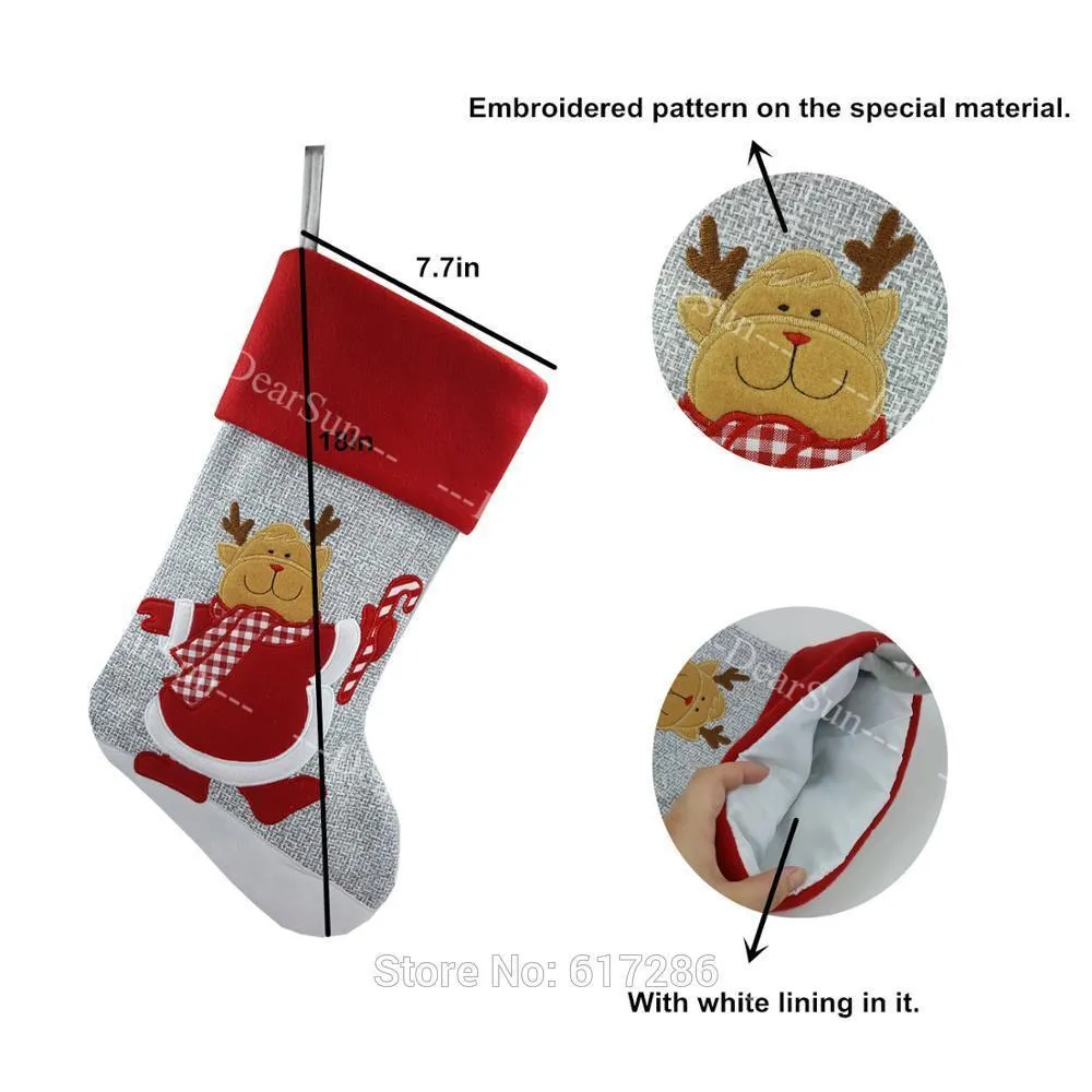 Nieuwe 3 -stcskerstkous Santa Claus Snowman Rendier Gift Bags Socks Christmas Decoration 201006