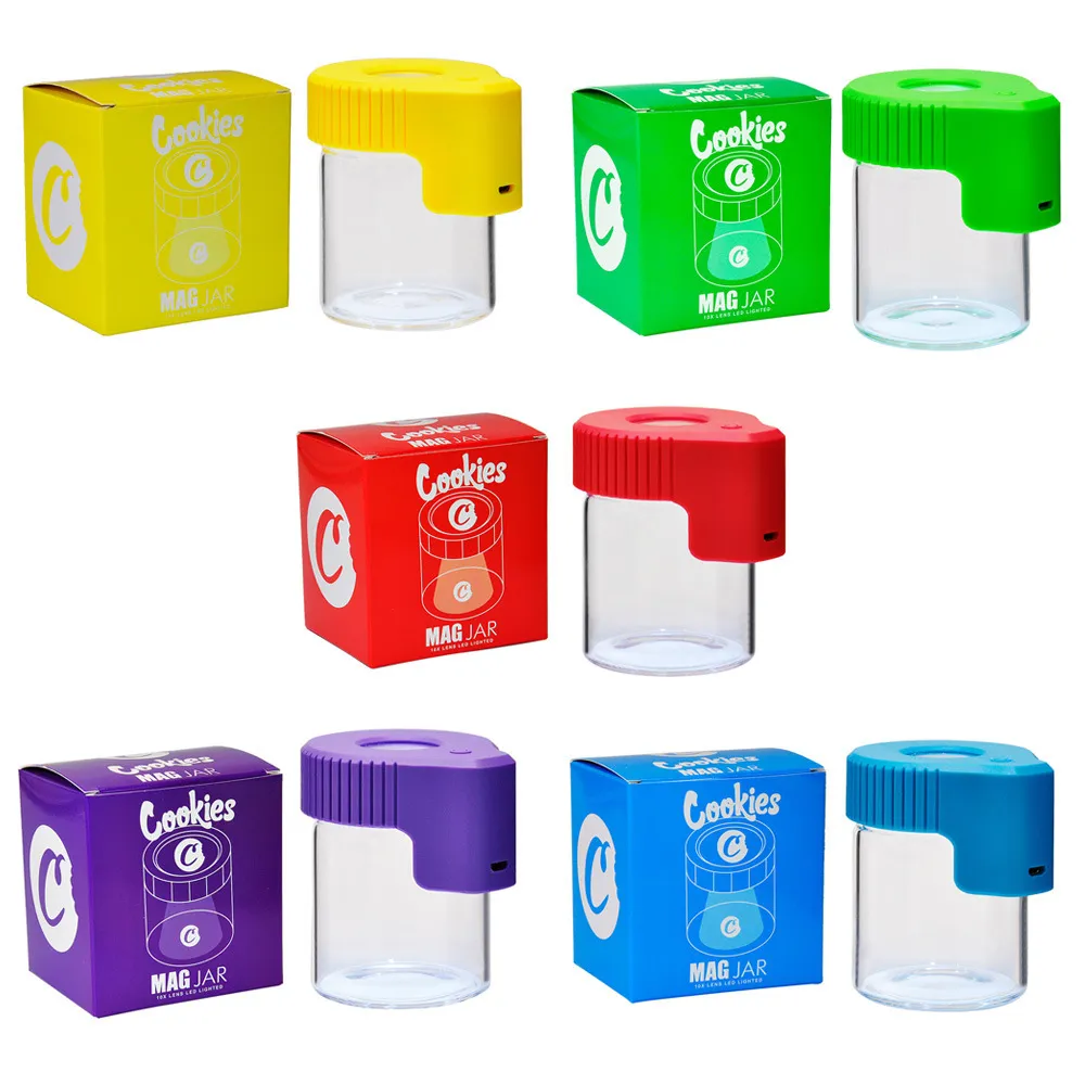Quadratischer LED-Aufbewahrungsbehälter für Rauchzubehör, Vergrößerungsglas, Sichtbehälter, 155 ml, Vakuumdichtung, Kunststoff-Pillendose, C0310