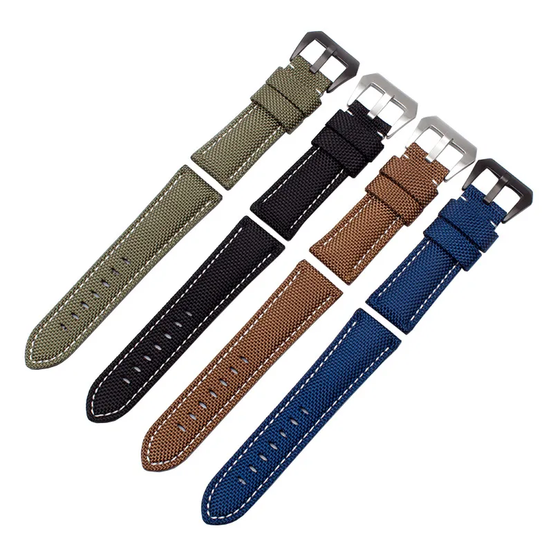 Whole Waterproof Nylon Leather Watch Band with Buckle Substitute Fashion Watches 44mm PAM Watch Strap 22 24 26mm2825