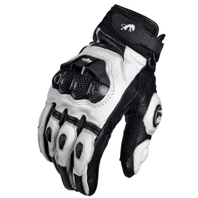 Luvas de couro de motocicleta masculina 4 temporadas Supertech preto branco para motocicletas Luva de corrida para motocicletas em couro de vaca cavaleiro 211009259m