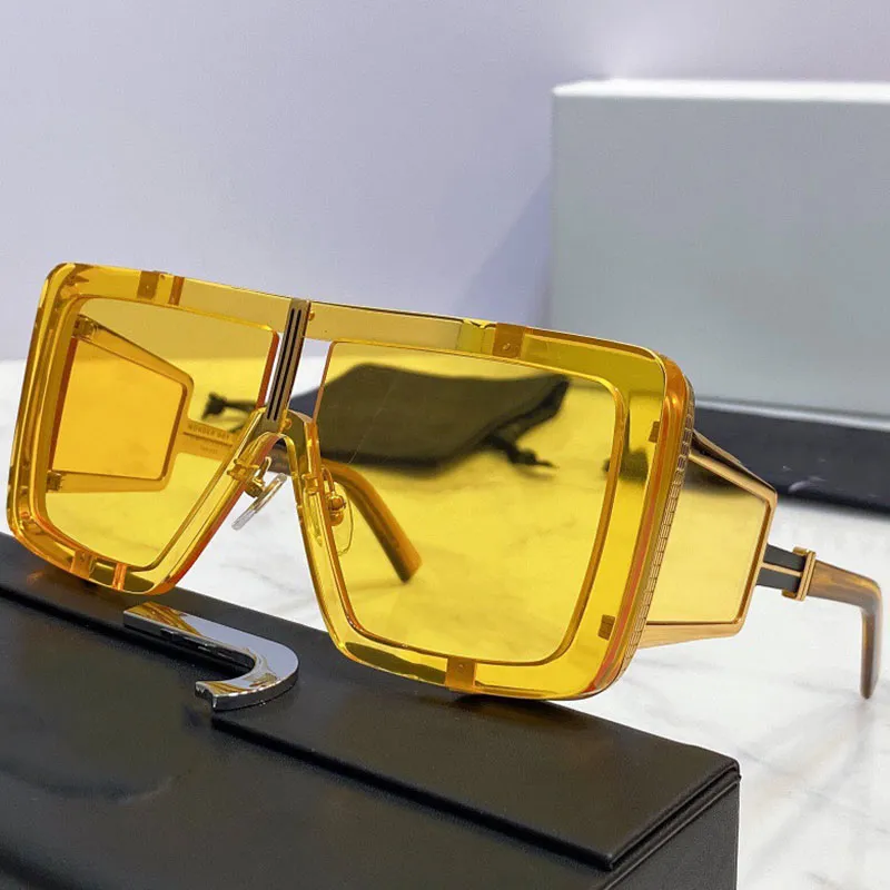 Solglasögon B 107C stor fyrkantig tjock platta med metallram -män eller kvinnors klassiska dominerande körglasögon UV400 -skydd DE337U