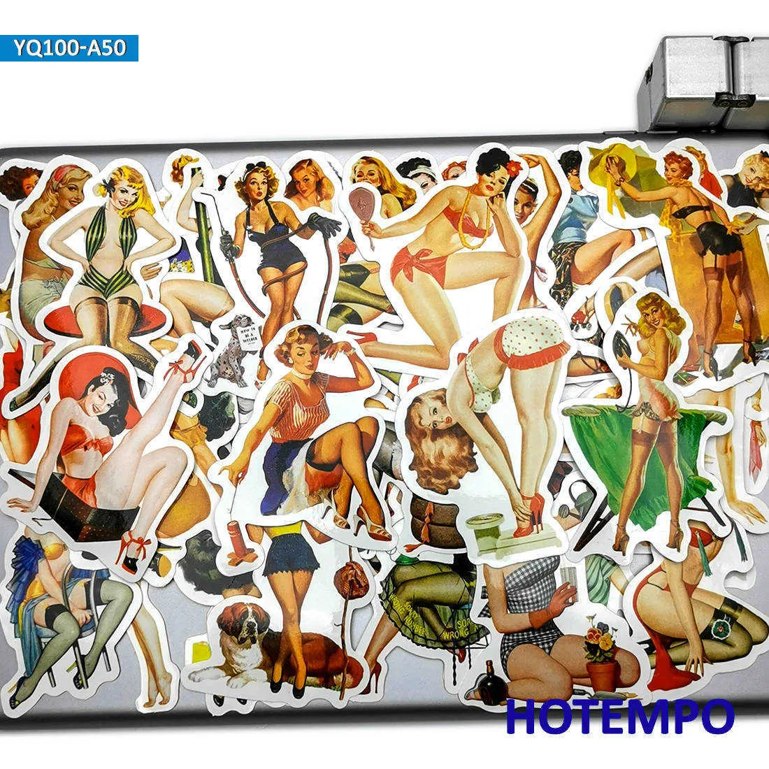Sexy Beauty Retro Pretty Staint Stinks Lady Girl Telefone Laptop Car Stickers Pack For DIY Bagage Guitar Druger C268E