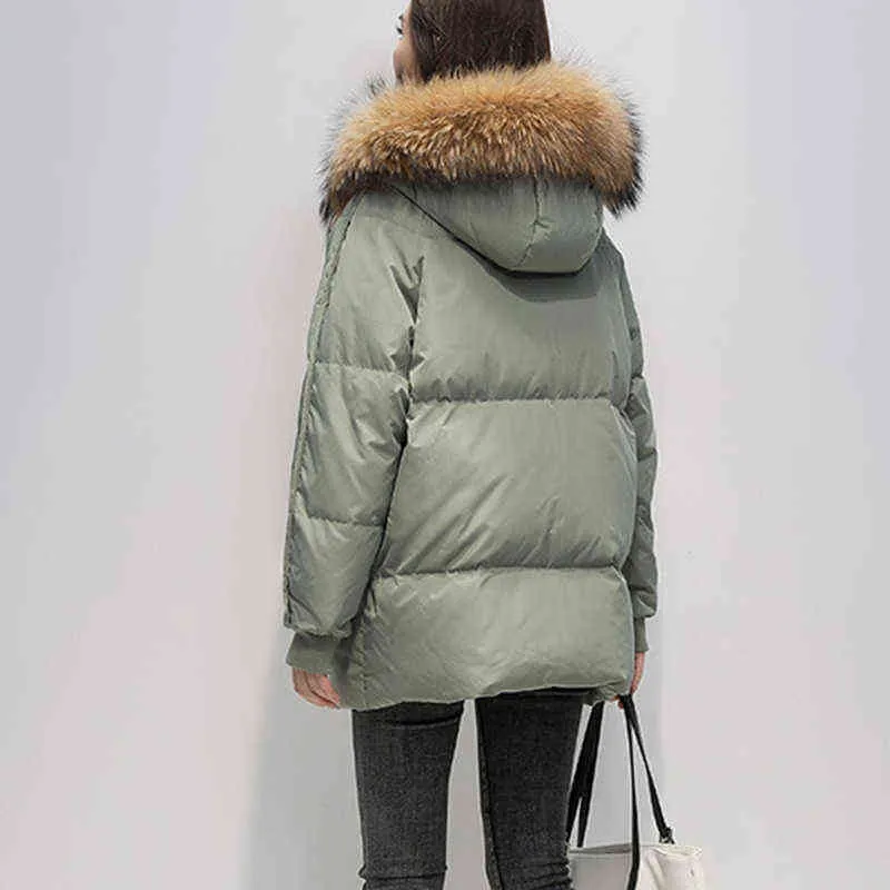 AZYT Winter Mit Kapuze Baumwolle Gefütterte Jacke Weibliche Große Pelz Kragen Warme Parkas Frauen Mantel Lose Plus Größe Winter Jacke Weibliche 211108