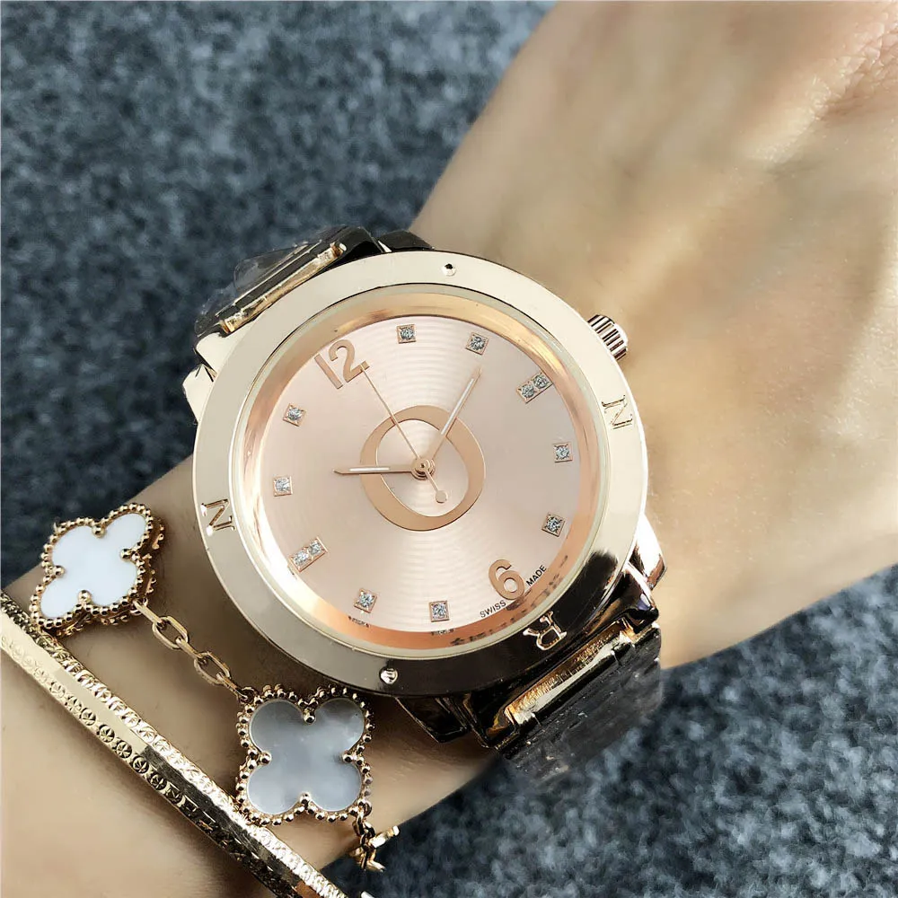 Fashion Top brand es Women La Girl crystal style steel metal band Quartz wrist P45