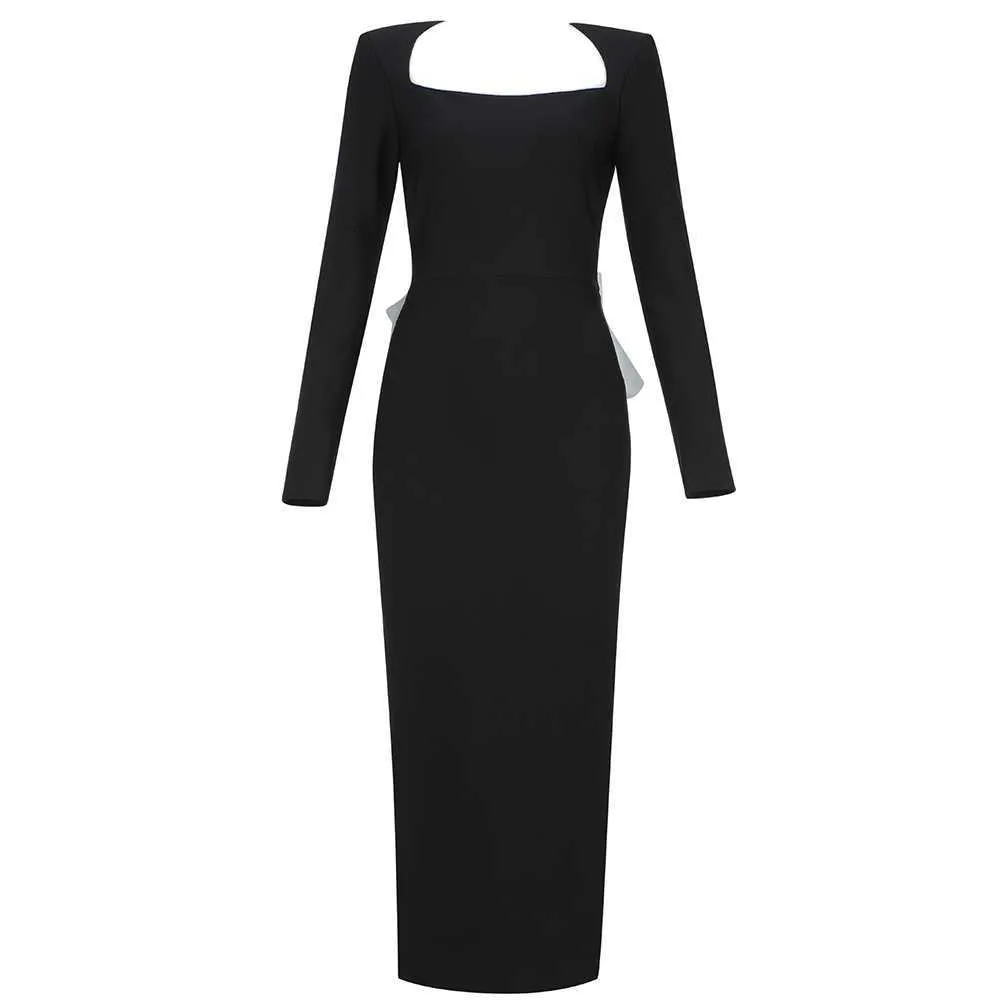 Ocstrade bandage jurk sexy backless black bodycon herfst vrouwen lange mouw club nachtfeest 210527