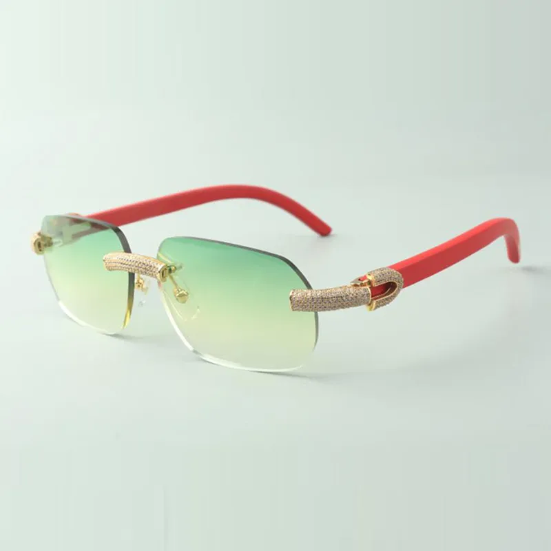 Direct S Микроопланированные солнцезащитные очки алмаза 3524024 с красными деревянными храмами дизайнерские очки размер 18-135 мм274c