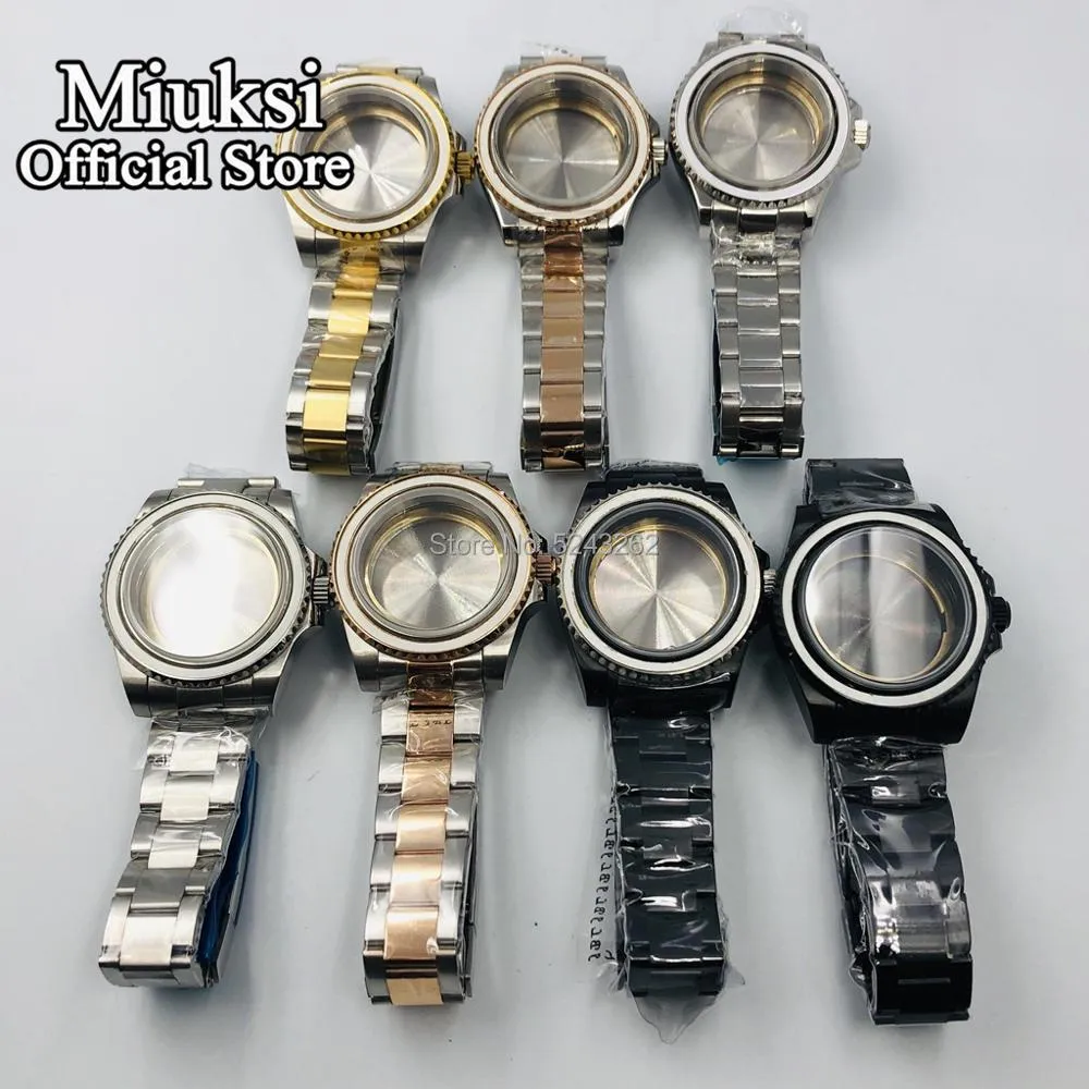 Boîtier de montre en acier inoxydable en verre saphir de 40 mm pour NH35 NH36 ETA 2836 Mingzhu DG2813/3804 Miyota 8205 8215 821A