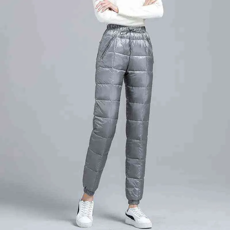 Casual lâche épais femmes pantalons d'hiver mode chaud plus la taille coton pantalon cheville femme solide neige porter taille haute vers le bas pantalon dame 211216