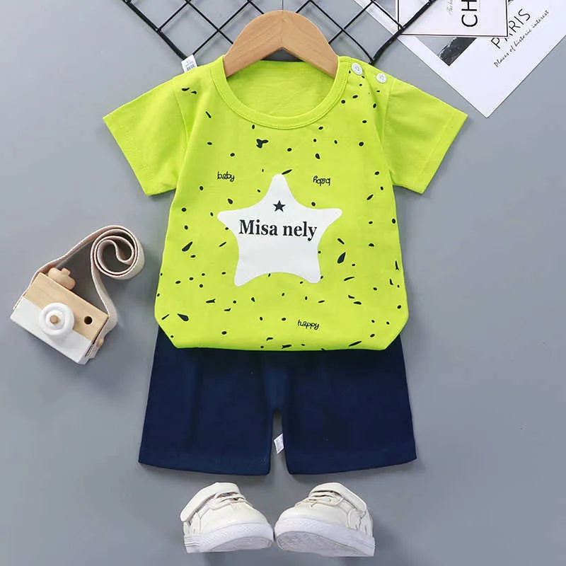 Pigiama bambini 2 pezzi Set Cartoon Sleepwear Neonate Vestiti Tuta da notte Pigiama estivo in cotone Infantil Ragazzi Pigiama Bambini 210915