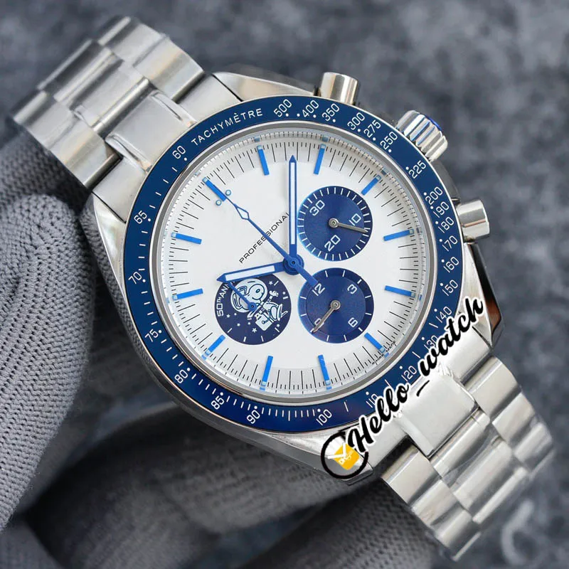 42 mm Professional Moon Watches Prix 50e anniversaire Montre pour homme Cadran blanc 310 32 42 50 02 001 OS Quartz Chronographe Bleu Nylon L291u
