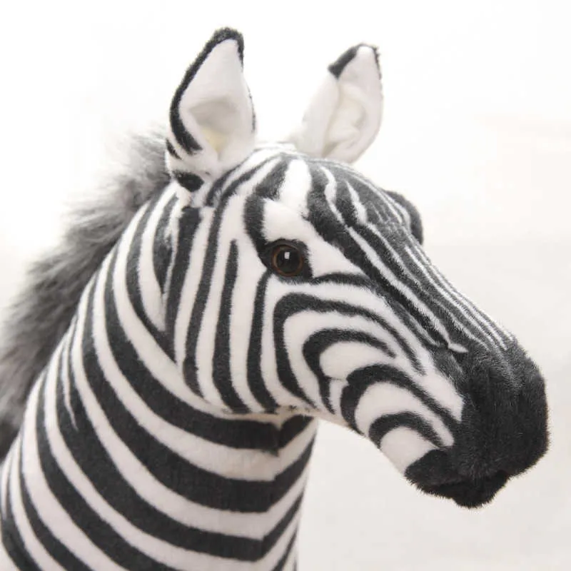 90 cm großes, hübsches, stehendes Zebra, lebendige, simulierte Kuscheltiere können Modell fahren, Kinder montieren, dekorieren, Plüschpuppe, Kinderspielzeug, Geschenk 210728