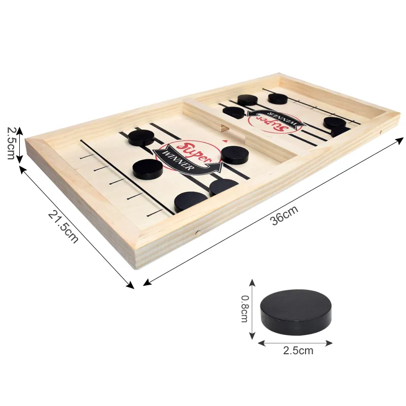 Schneller Sling Puck Papted Holz Tisch Hockey-Gewinner Interaktives Schachbrett Spielzeug für Erwachsene Kinder Desktop Battle Spiel